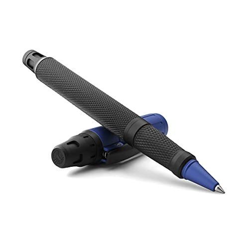 Roller Colibri Ascari con acabado moleteado negro mate y detalles en azul, capuchón con clip y estuche de regalo Roller Colibri Ascari con acabado moleteado negro mate y detalles en azul, capuchón con clip y estuche de regalo