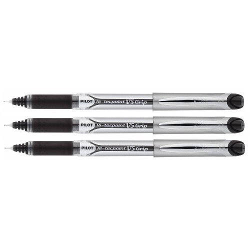 Pack 3 bolígrafos Pilot V5 Grip negros, punta de aguja, tinta líquida Pack 3 bolígrafos Pilot V5 Grip negros, punta de aguja, tinta líquida