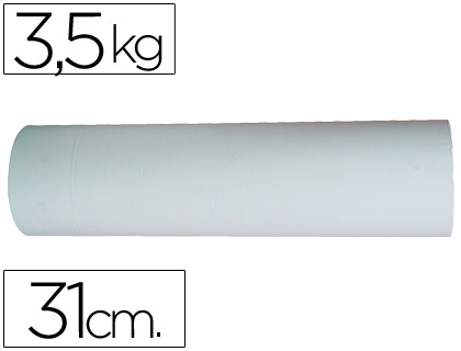 Rollo papel embalaje, papel blanco Kraft, 31 cm ancho, 150 metros
