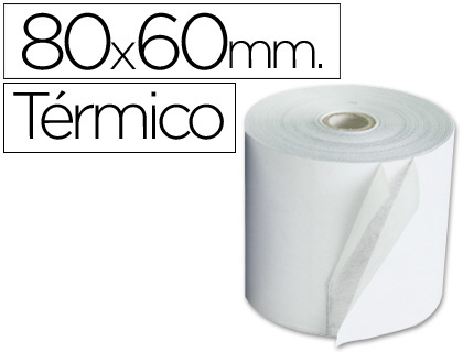 Rollos papel térmico 80x60 envase de 10 unidades