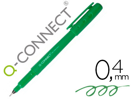 Rotulador fineliner Q-Connect con punta fina de 0.4 mm verde