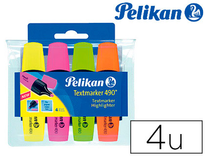 Estuche 4 rotuladores flúor Pelikan Textmarker 490 (AM, RO, VE, NA)