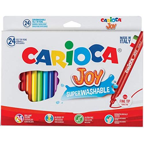 Carioca Joy Superwashable - 24 rotuladores para niños de punta fina (ø 2.6 mm), superlavables, hechos en Italia Carioca Joy Superwashable - 24 rotuladores para niños de punta fina (ø 2.6 mm), superlavables, hechos en Italia
