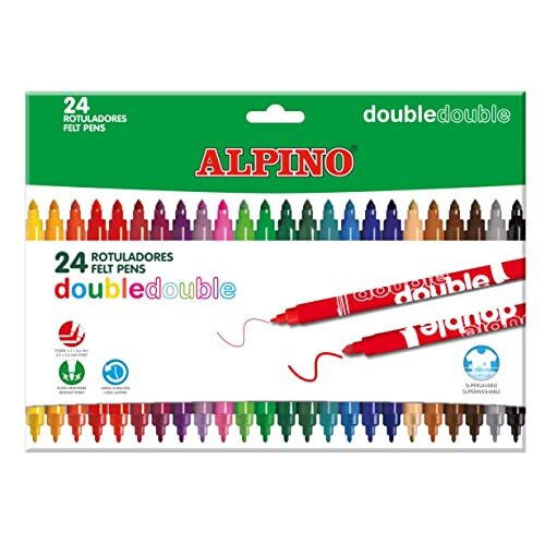 Alpino - Rotuladores dobles punta gruesa y fina, estuche 24 colores Alpino - Rotuladores dobles punta gruesa y fina, estuche 24 colores