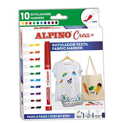 Alpino Crea+ Textil - Rotuladores textiles, ideal para decorar ropa y tejidos Alpino Crea+ Textil - Rotuladores textiles, ideal para decorar ropa y tejidos