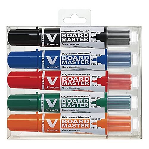 Set 5 rotuladores recargables para pizarra blanca Pilot VBoard Master, colores surtidos Set 5 rotuladores recargables para pizarra blanca Pilot VBoard Master, colores surtidos