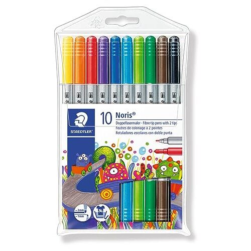Estuche 10 rotuladores Staedtler Noris Club, doble punta, colores surtidos, trazo 1-3 mm Estuche 10 rotuladores Staedtler Noris Club, doble punta, colores surtidos, trazo 1-3 mm