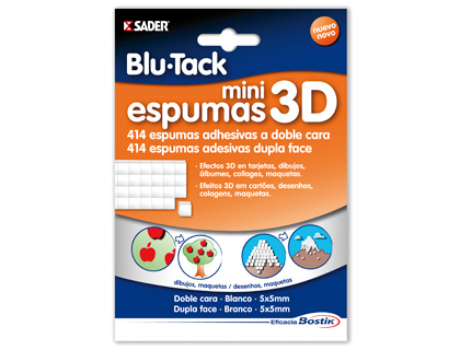 Sobre BluTack con 414 mini espumas 3D de 5x5 mm