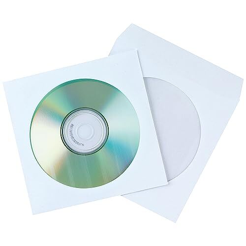 Caja 50 sobres blancos de papel para CD, con ventana transparente Caja 50 sobres blancos de papel para CD, con ventana transparente
