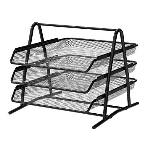 Soporte de tres bandejas metálicas, A4, malla metálica Soporte de tres bandejas metálicas, A4, malla metálica