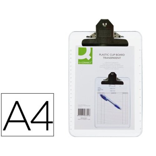 Tabla portanotas transparente con pinza, DIN A4, 4 mm espesor - Q-Connect Tabla portanotas transparente con pinza, DIN A4, 4 mm espesor - Q-Connect