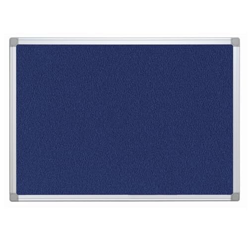 Tablero de anuncios con superficie tapizada de fieltro azul, 90 × 120 cm, marco aluminio Tablero de anuncios con superficie tapizada de fieltro azul, 90 × 120 cm, marco aluminio