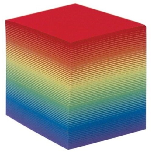 Quo Vadis Arco Iris - Taco de notas recicladas 9×9×8 cm, 610 h., papel 80 g/m², certificado Blue Angel Quo Vadis Arco Iris - Taco de notas recicladas 9×9×8 cm, 610 h., papel 80 g/m², certificado Blue Angel