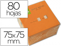 Taco notas adhesivas 75x75mm, 80h, fluor naranja