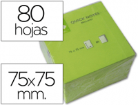 Taco notas adhesivas 75x75mm, 80h, fluor verde
