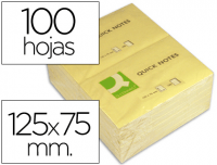 Taco 100 notas adhesivas amarillas de 75x125mm