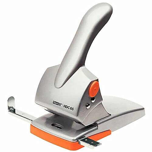 Rapid HDC65 - Taladro 2 orificios, color naranja y gris plata, 65 hojas Rapid HDC65 - Taladro 2 orificios, color naranja y gris plata, 65 hojas