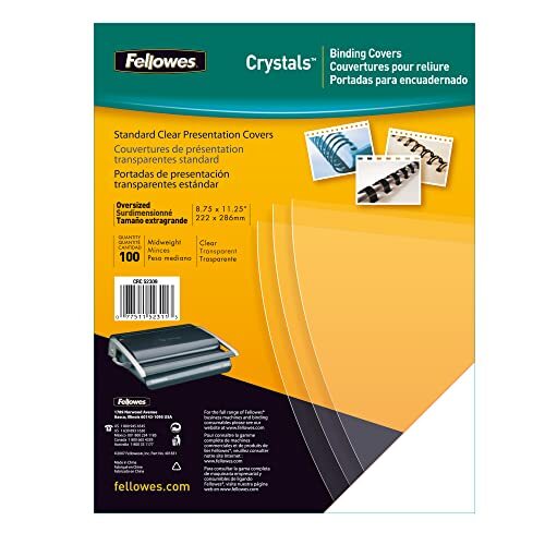 Fellowes - Pack 100 portadas para encuadernadora, PVC, transparentes, A4 Fellowes - Pack 100 portadas para encuadernadora, PVC, transparentes, A4