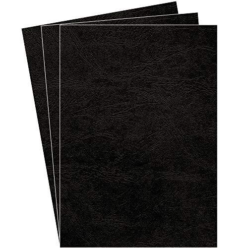 Fellowes - Pack 100 portadas en cartón extrarrígido símil piel con certificado FSC, 250 µ, A4, color negro Fellowes - Pack 100 portadas en cartón extrarrígido símil piel con certificado FSC, 250 µ, A4, color negro
