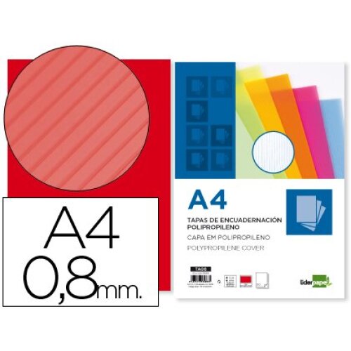 Pack 50 portadas onduladas, polipropileno 0.8 mm, color rojo, A4 Pack 50 portadas onduladas, polipropileno 0.8 mm, color rojo, A4