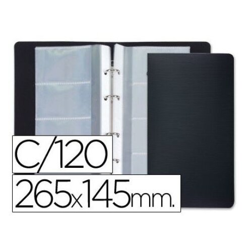 Tarjetero 4 anillas con 15 fundas para tarjetas de visita, 265 × 145 mm - Liderpapel Tarjetero 4 anillas con 15 fundas para tarjetas de visita, 265 × 145 mm - Liderpapel