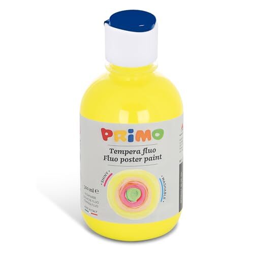 Primo - Bote con 300 ml de témpera líquida, cierre y dosificador, color amarillo neón Primo - Bote con 300 ml de témpera líquida, cierre y dosificador, color amarillo neón