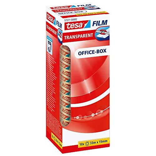 Caja 10 cintas adhesiva resistente a la rotura y el paso del tiempo, 33 m × 15 m, Tesafilm Transparent Caja 10 cintas adhesiva resistente a la rotura y el paso del tiempo, 33 m × 15 m, Tesafilm Transparent
