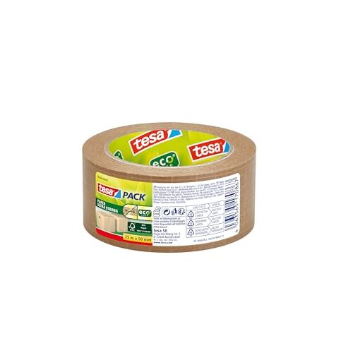 Tesa Paper Ultra Strong - Cinta de embalar de papel kraft reforzada con fibra de vidrio, 25 m × 50 mm Tesa Paper Ultra Strong - Cinta de embalar de papel kraft reforzada con fibra de vidrio, 25 m × 50 mm