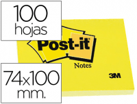 Taco de notas Post-It amarillas de 74x100 mm