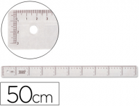 Regla de plástico de 50 cm, graduada y biselada