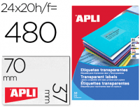 Etiquetas transparentes de poliéster 70x37 mm (Apli 01224)