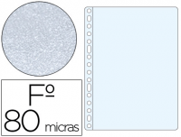 Caja 100 fundas multitaladro folio granuladas de calidad estándar en PP de 80µ