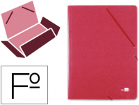 Carpeta de gomas tipo prespán Liderpapel folio con triple solapa roja