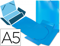 Carpeta de plástico con gomas y solapas A5 azul