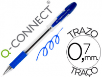 Bolígrafo barato Q-Connect Delta con empuñadura de caucho azul