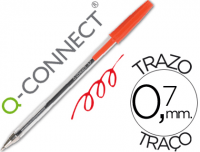 Boligrafo transparente barato de punta mediana Q-Connect rojo