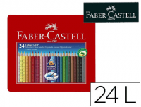Estuche metálico 24 lápices acuarelables Faber con grip