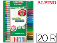 Rotuladores dobles Alpino con punta gruesa y punta fina, 20 colores