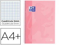 Cuaderno espiral oxford ebook 1 school touch te din a4+ 80 hojas cuadro 5 mm con margenflamingo pastel