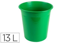 Papelera plastico q-connect verde opaco 13 litros dim. 275x285mm