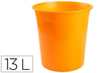Papelera plastico q-connect naranja translucido 13 litros dim. 275x285 mm