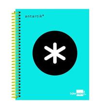 Cuaderno Antartik A5, 120h, 100 g, liso, bandas, 6 taladros, celeste