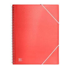 Cuaderno espiral con 30 fundas plástico A4, cierre gomilla,  rojo - Oxford Urban