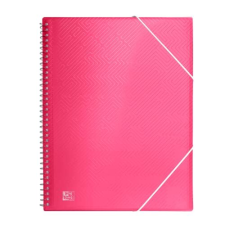 Cuaderno espiral con 30 fundas plástico A4, cierre gomilla,  rosa - Oxford Urban