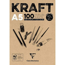 Clairefontaine - Bloc de papel kraft verjurado, 100 hojas de 90 g/m² en formato A5 (148×210 mm), para dibujo y boceto