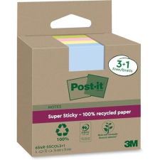 Post-It - Pack 3 blocs notas extradhesivas recicladas de colores, 76×76 mm, 70 notas por bloc