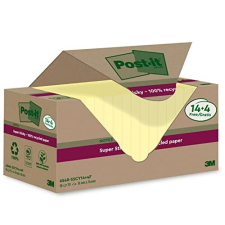 Post-It - Caja de 14 tacos de notas recicladas amarillas extradhesivas de 76×76 mm