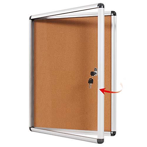 Vitrina de anuncios con tablero de corcho y cerradura, para montaje mural en casa, la escuela o la oficina, 49×36 cm - Swansea Vitrina de anuncios con tablero de corcho y cerradura, para montaje mural en casa, la escuela o la oficina, 49×36 cm - Swansea
